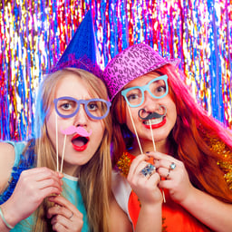 Young adults photobooth party